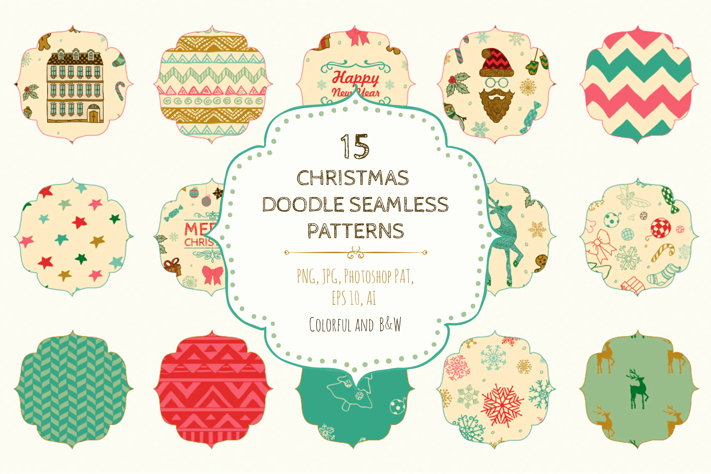 15 Christmas Seamless Patterns