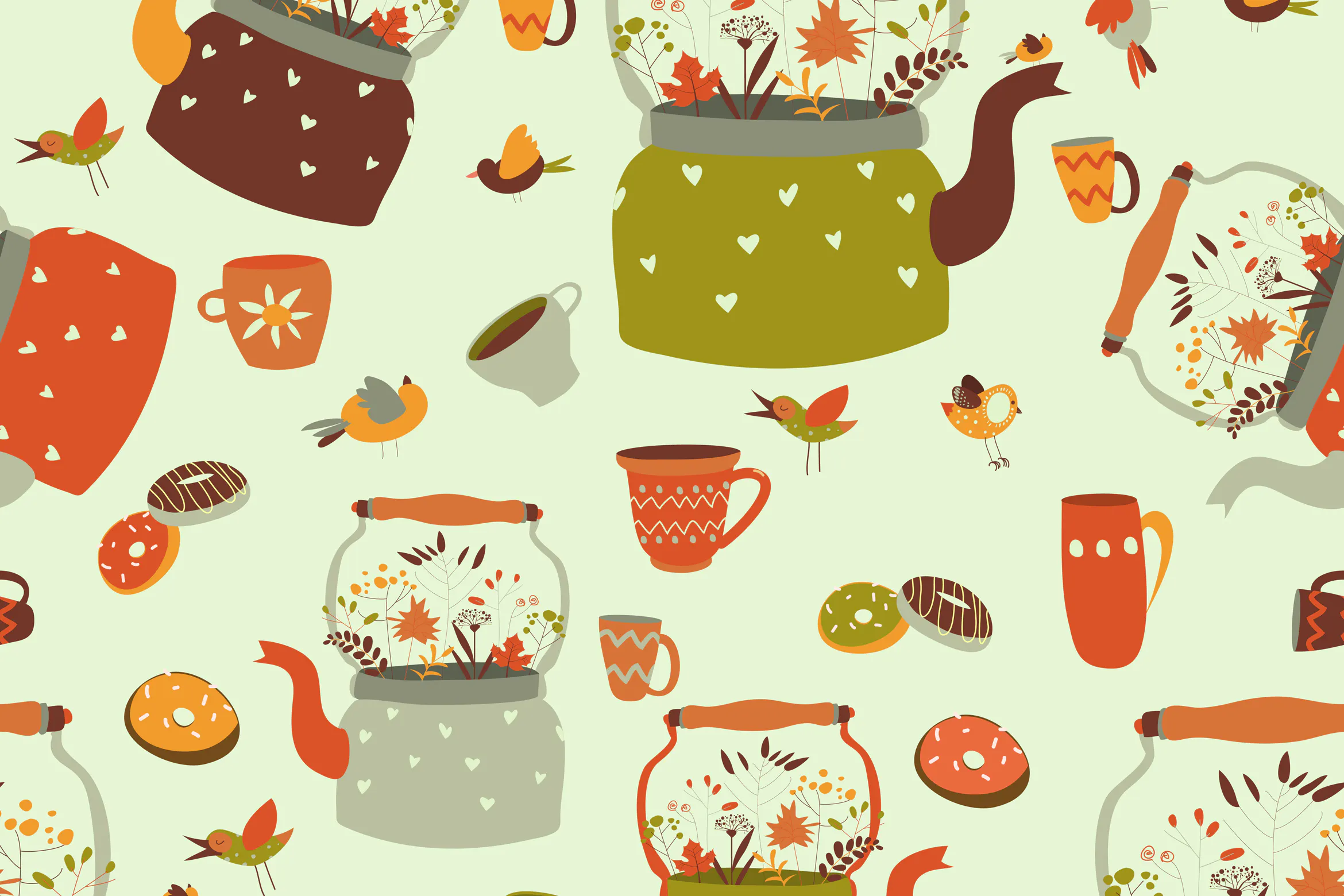 Seamless pattern background with tea插图
