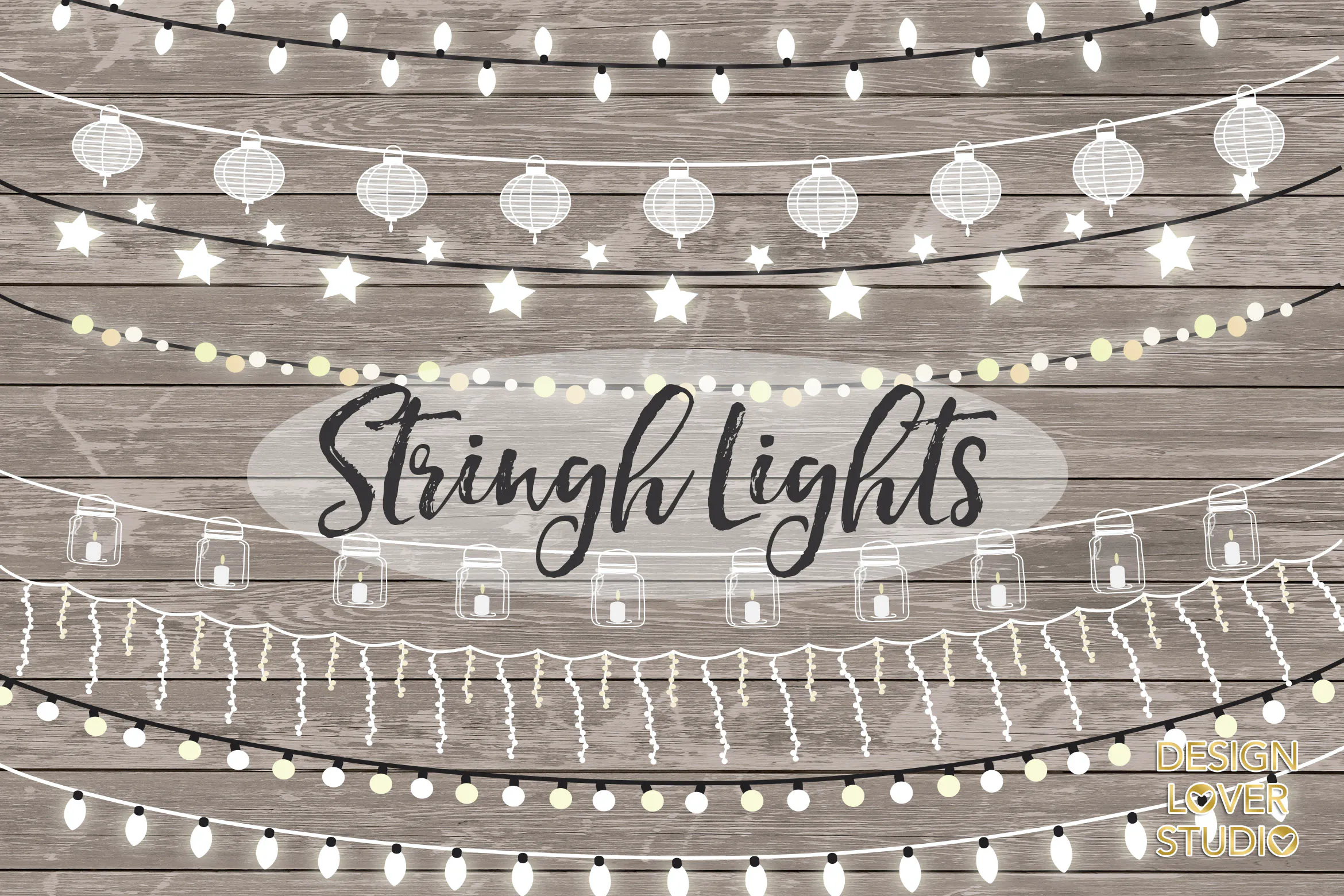 Vector lights clipart, String Lights Clipart