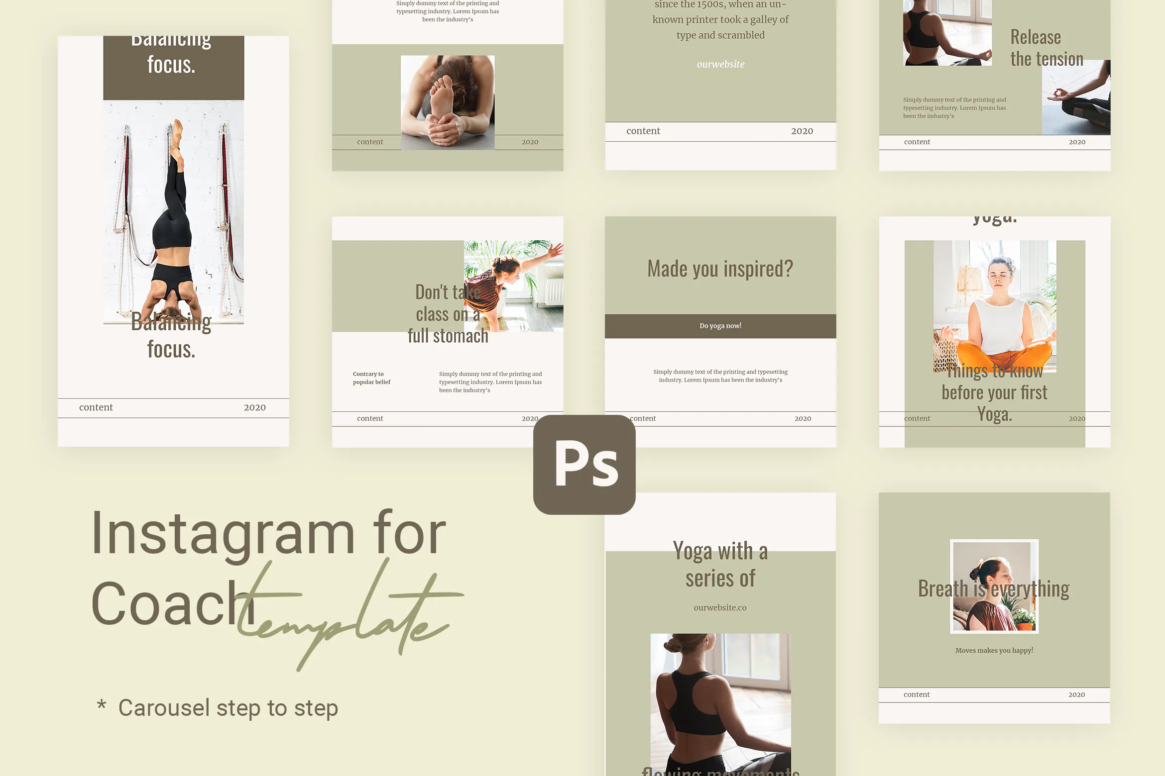 Step by Step - Instagram Templates for Yoga